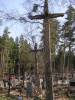 Cemetery area, old wooden crosses